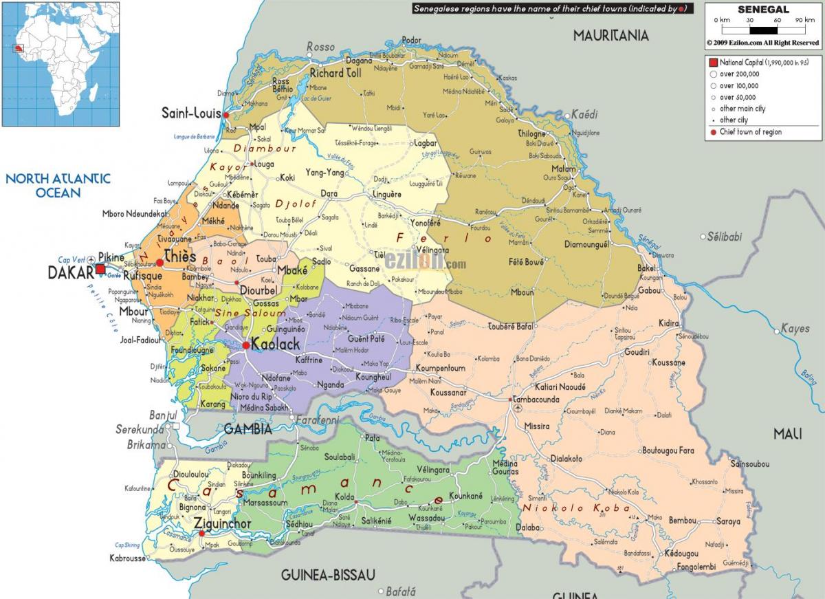 Сенегал страната в световната картата